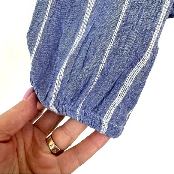 American Eagle top with deep v-neckline & tie, ruched waist, long sleeves - Picture 6 of 11